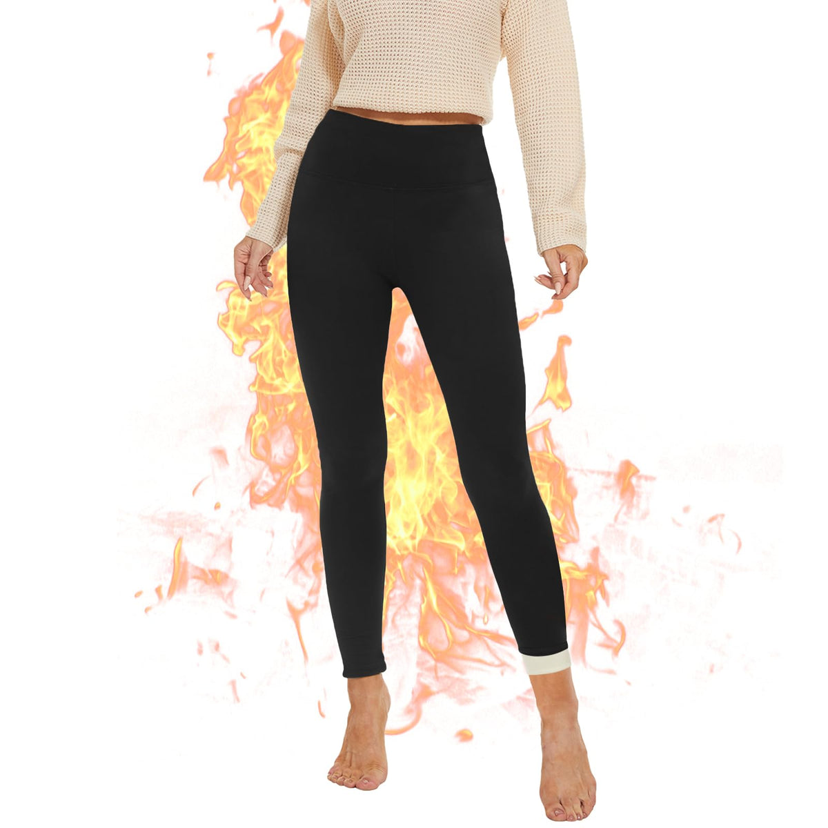 Legging Thermique Doublé Polaire – Effet Cuir Mat