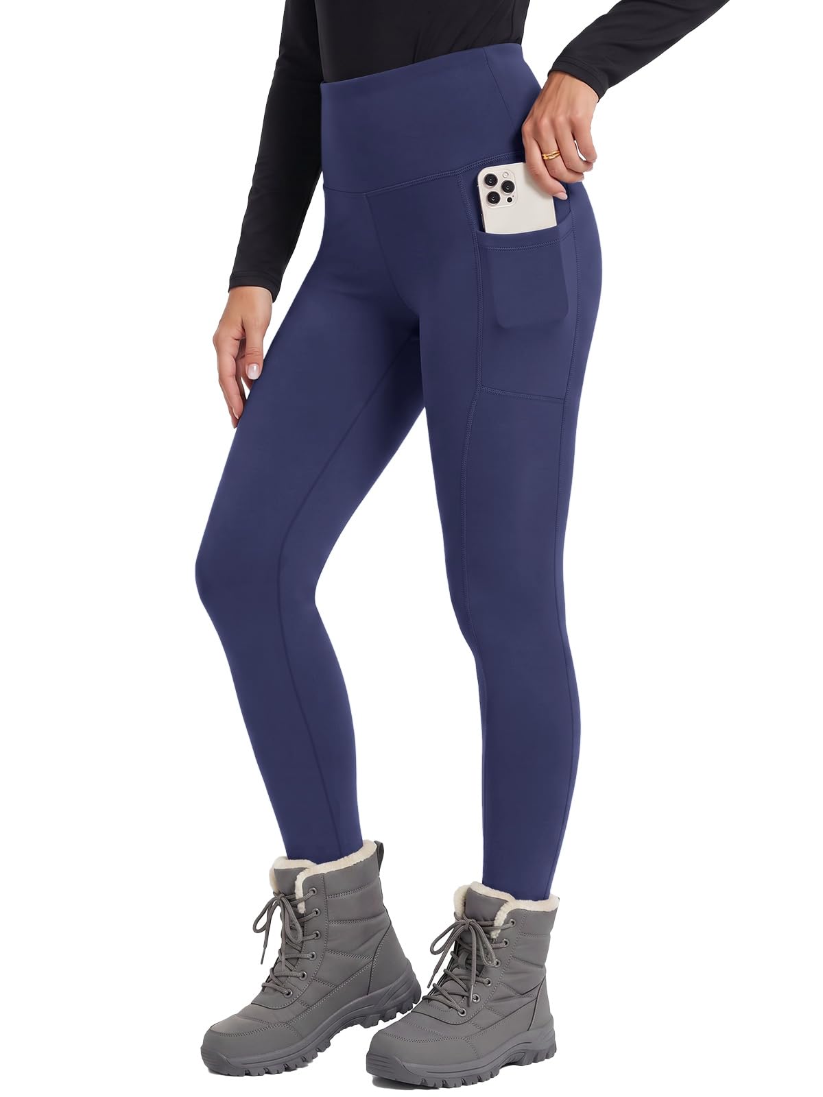 Legging Thermique Doublé Polaire – Effet Cuir Mat