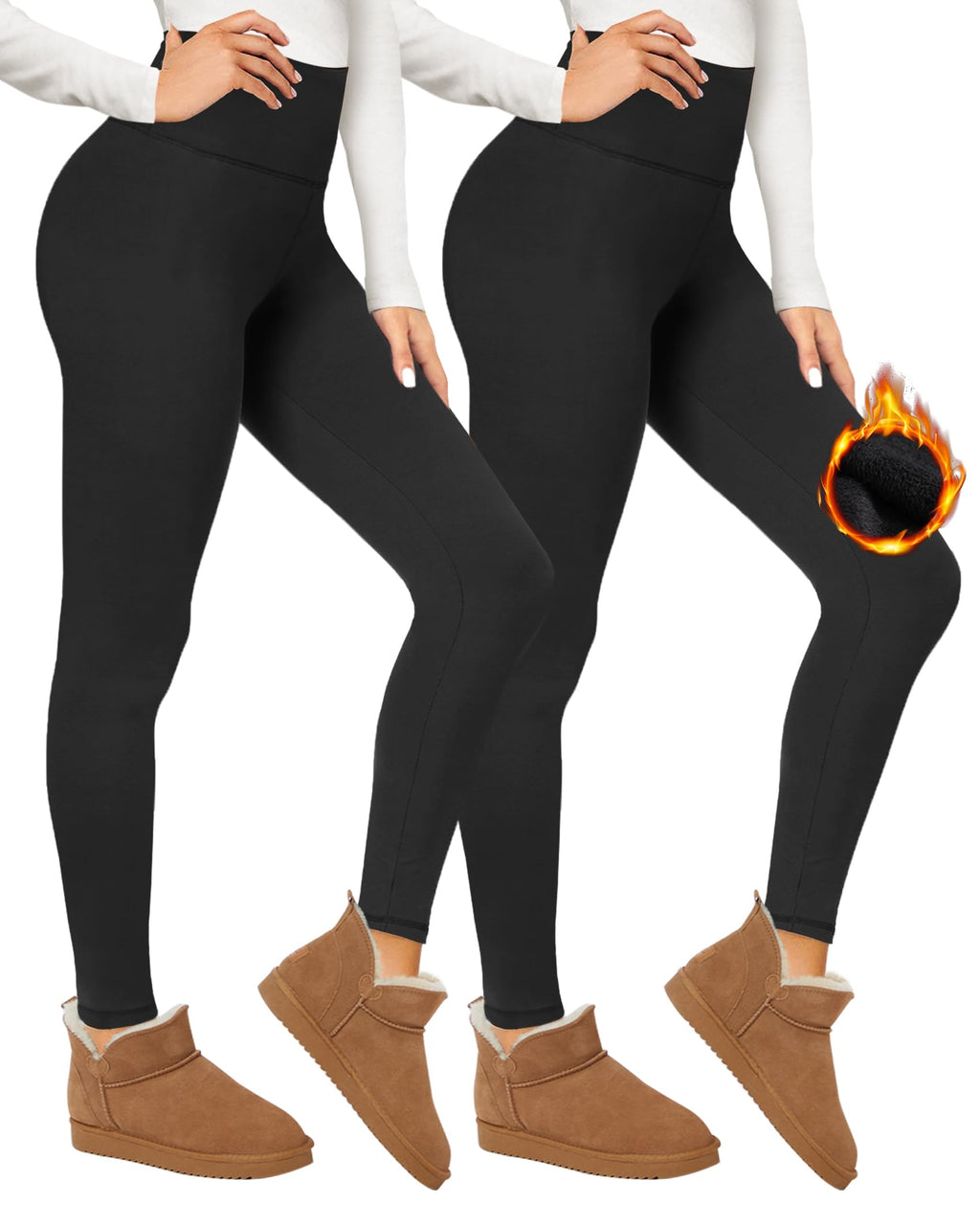 Legging Thermique Doublé Polaire – Effet Cuir Mat