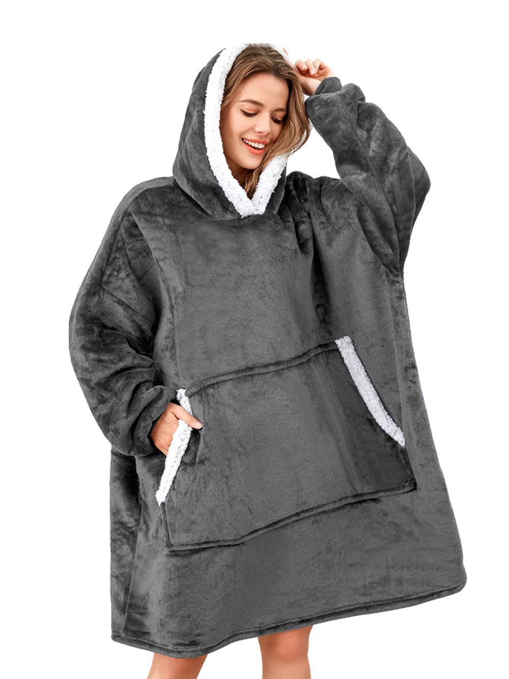 Sweat-Plaid à Capuche Oversize – Plaid Portable Polaire