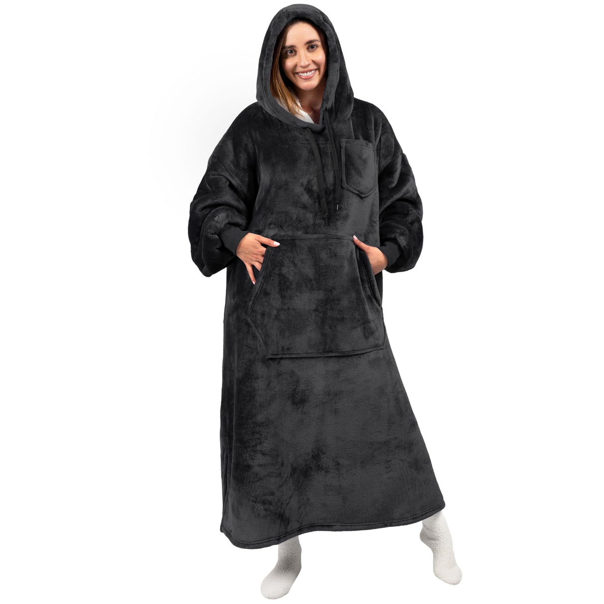 Sweat-Plaid à Capuche Oversize – Plaid Portable Polaire